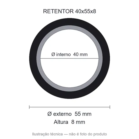 Retentor Agrícola 40 mm x 55 mm x 8 mm - 02391 BRG 40x55x8