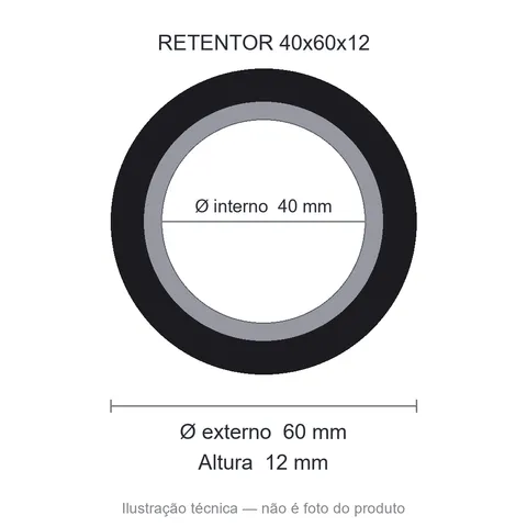 Retentor 40 mm x 60 mm x 12 mm NORD 00897 40x60x12 AR6253 BRG NBR