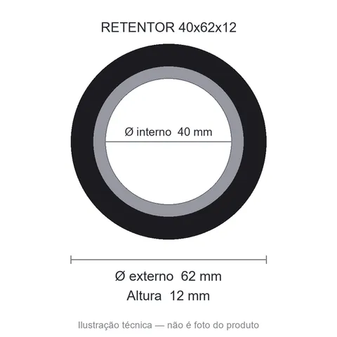 Retentor Agrícola 40 mm x 62 mm x 12 mm - 01684 40x62x12 Brggg
