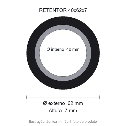 Retentor 40 mm x 62 mm x 7 mm NORD 40x62x7 BRG NBR