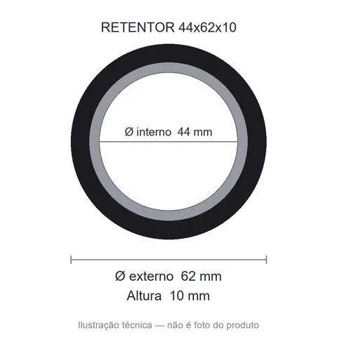Retentor 44 mm x 62 mm x 10 mm NORD 44x62x10 BRG NBR