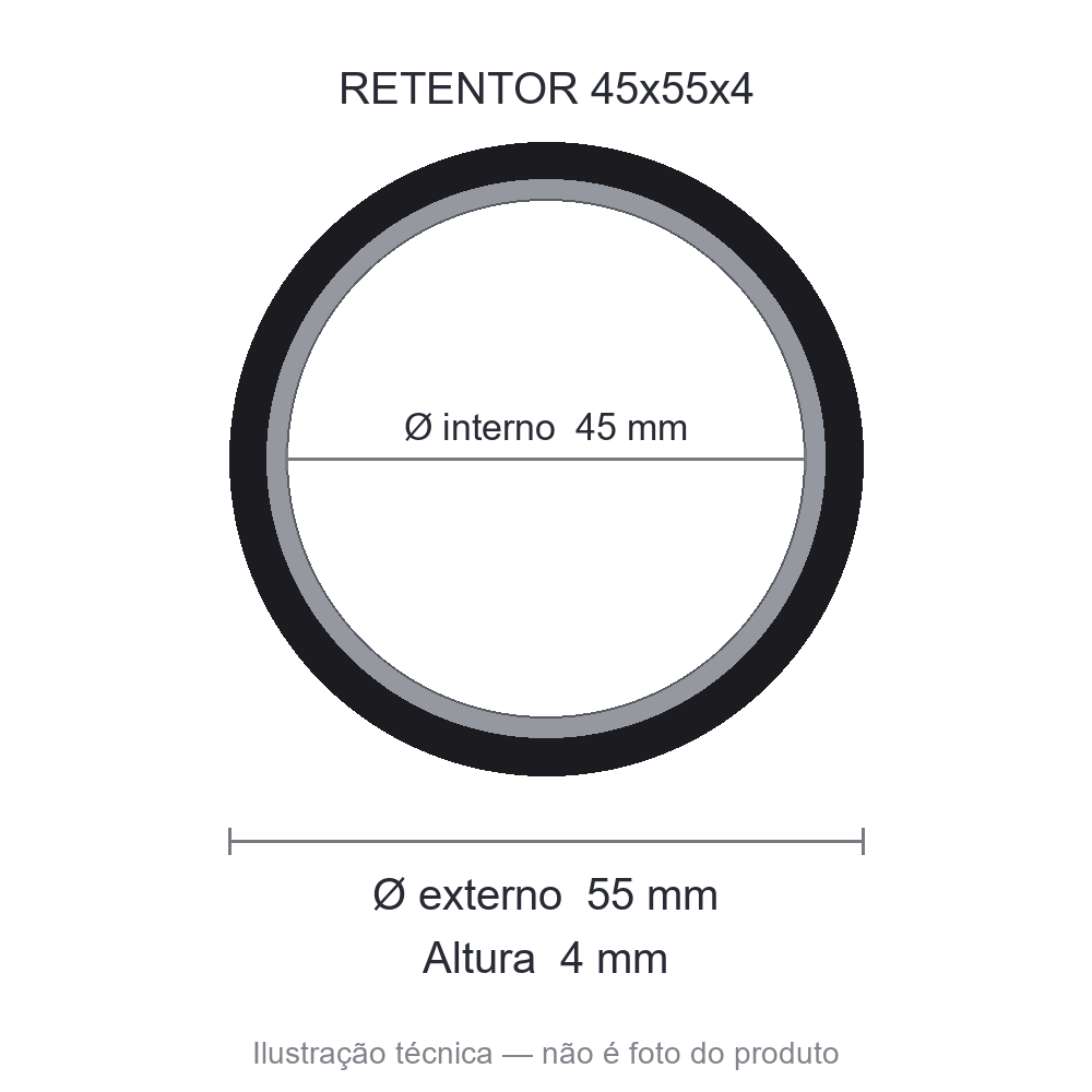 ARCA 02634 45x55x4 GR - Retentor 45 mm x 55 mm x 4 mm - Unitário