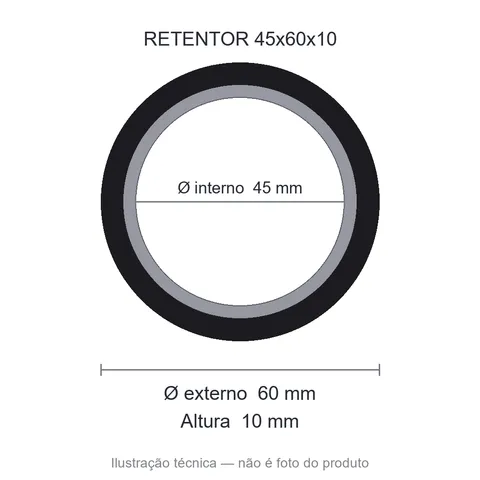 Retentor Automotivo 45 mm x 60 mm x 10 mm - 01851 45x60x10 NBR