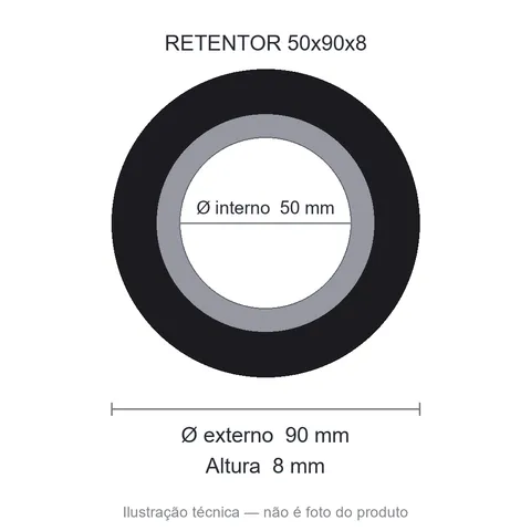Retentor 50 mm x 90 mm x 8 mm ZSG 50x90x8 BRG NBR