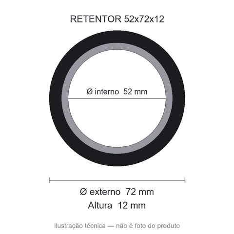 Retentor Automotivo 52 mm x 72 mm x 12 mm - 52x72x12 00047 B