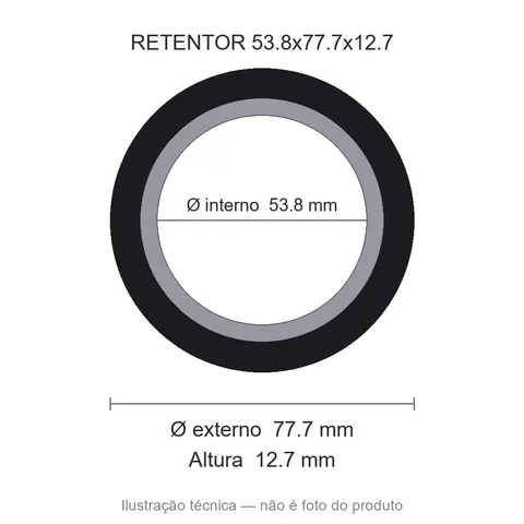 Retentor 53,8 mm x 77,7 mm x 12,7 mm MUNDIAL 53,80x77,70x12,70 BA