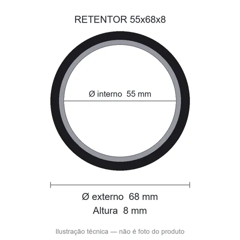 Retentor 55 mm x 68 mm x 8 mm SAV 55x68x8 NBR 10215