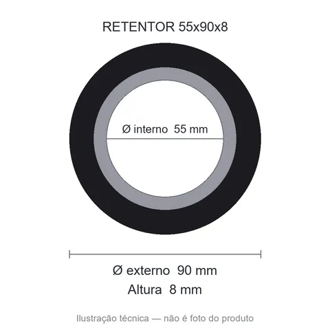 Retentor 55 mm x 90 mm x 8 mm NORD 55x90x8 BRG NBR