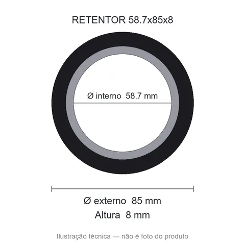 Retentor 58,7 mm x 85 mm x 8 mm SAV 58,70x85x8 00070BAG