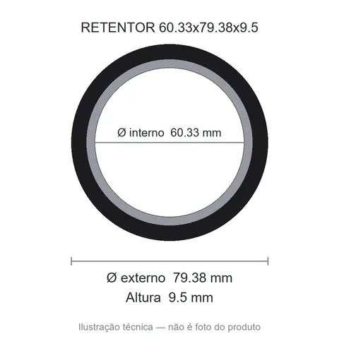 Retentor 60,33 mm x 79,38 mm x 9,5 mm SAV 60,33x79,38x9,50 NBR 01050