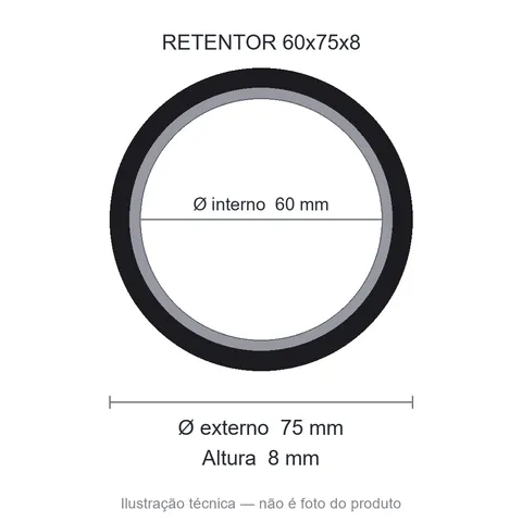 Retentor 60 mm x 75 mm x 8 mm - 60x75x8 NBR -00501