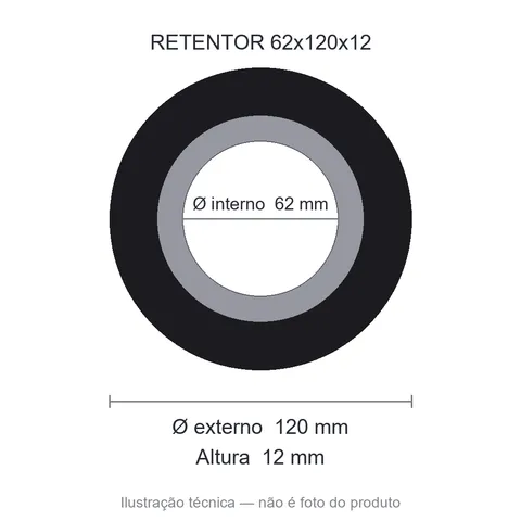Retentor 62 mm x 120 mm x 12 mm NORD 62x120x12 BRG NBR