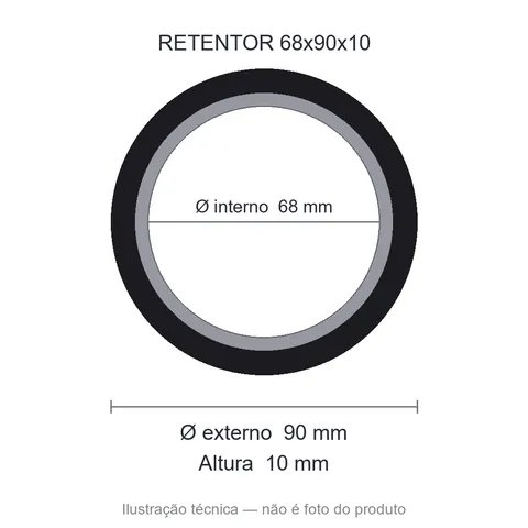 Retentor 68 mm x 90 mm x 10 mm NORD 68x90x10 Viton