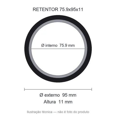 Retentor 75,9 mm x 95 mm x 11 mm SAV 75,90x95x11 01856 NBR