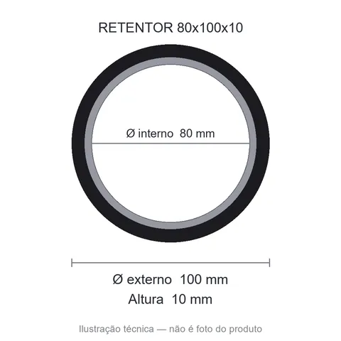 Retentor 80 mm x 100 mm x 10 mm ZSG 80,00x100,00x10,00 BRG NBR