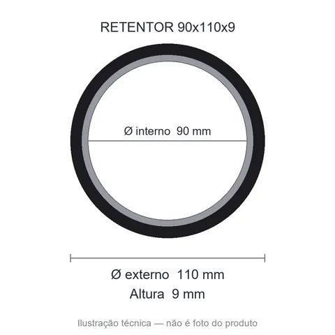 Retentor 90 mm x 110 mm x 9 mm NORD 05420 90x110x9 BRG Viton AR6454