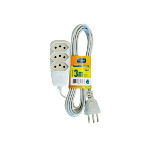 Extensão Elétrica Daneva Sort 3 m Cabo PP 2P+T 3 Tomadas Branca DN1779