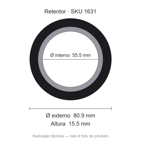 Retentor 55,5 mm x 80,9 mm x 15,5 mm ARCA 55,50x80,90x15,50 02181 BAG