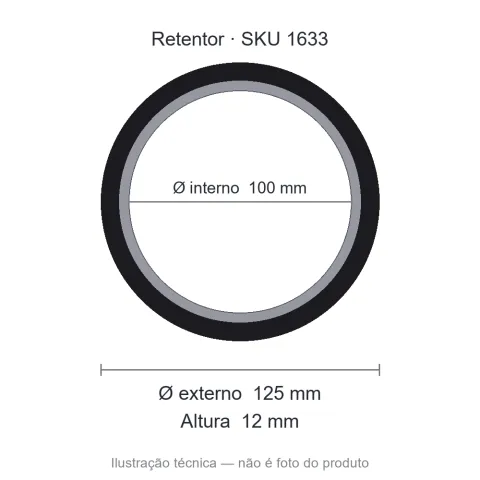 Retentor 100 mm x 125 mm x 12 mm TECH 100x125x12 BRGF