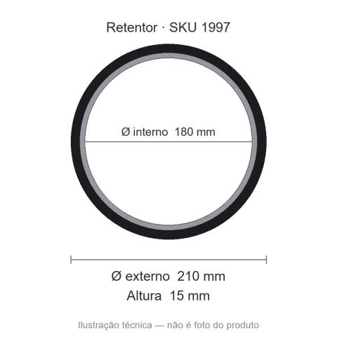 Retentor 180 mm x 210 mm x 15 mm TECH 180x210x15 BRGF Viton