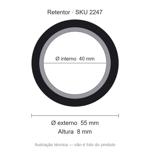 Retentor Agrícola 40 mm x 55 mm x 8 mm BRG NBR 40x55x8-SB01707/02391 // AR5045/6891