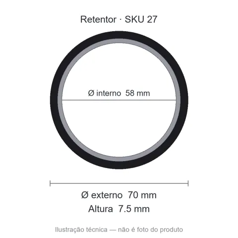 Retentor 58 mm x 70 mm x 7,5 mm - 58,00x70,00x7,50 07075 BA