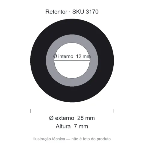 Retentor 12 mm x 28 mm x 7 mm - 12x28x7 BRG