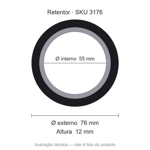 Retentor 55 mm x 76 mm x 12 mm ZSG 55x76x12