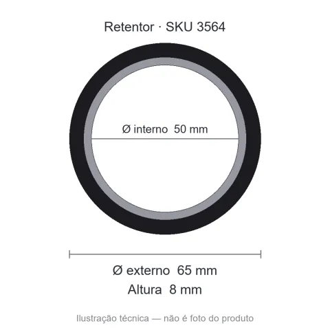 Retentor 50 mm x 65 mm x 8 mm NORD 50x65x8 BRG Viton