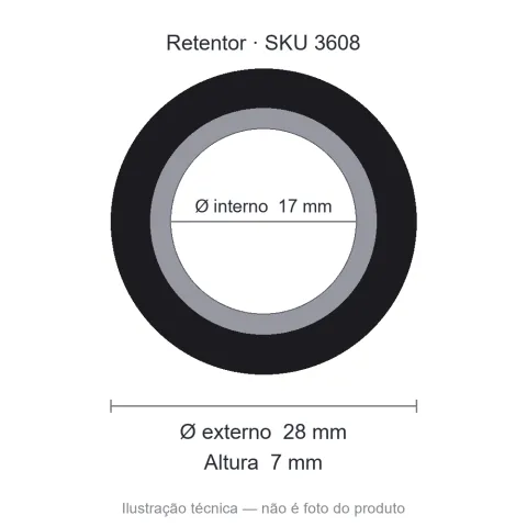 Retentor 17 mm x 28 mm x 7 mm NORD 17x28x7-SB00508 // AR5084 BRG NBR