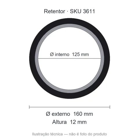 Retentor 125 mm x 160 mm x 12 mm NORD 125x160x12 BRG Viton