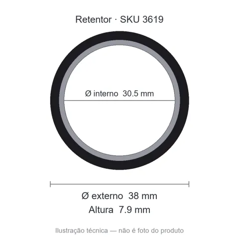 Retentor 30,5 mm x 38 mm x 7,9 mm - 01873 30,5x38x7,9 GRE