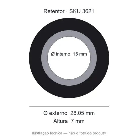 Retentor 15 mm x 28,05 mm x 7 mm - 15x28,05x7 00916 BA