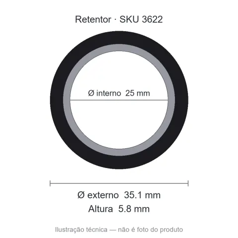 Retentor 25 mm x 35,1 mm x 5,8 mm - 01866 25x35,10x5,8 GR