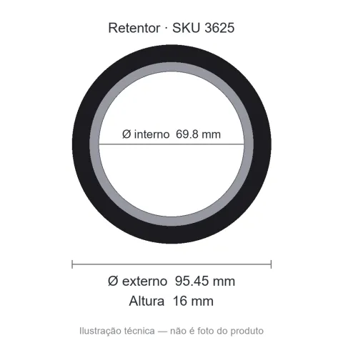 Retentor Industrial 69,8 mm x 95,45 mm x 16 mm - 01865 69,80x95,45x16 BGO