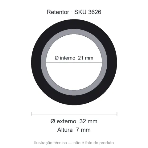 Retentor Automotivo 21 mm x 32 mm x 7 mm - 01883 21x32x7