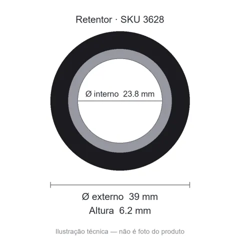 Retentor 23,8 mm x 39 mm x 6,2 mm - 01863 23,8x39x6,2