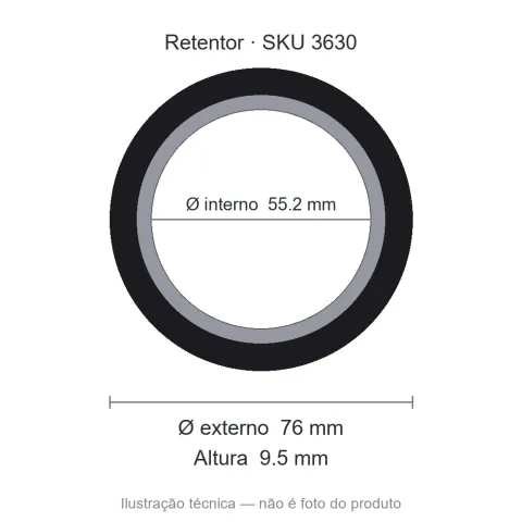 Retentor 55,2 mm x 76 mm x 9,5 mm - 01872 55,2x76x9,5 GA
