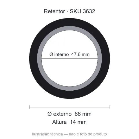 Retentor 47,6 mm x 68 mm x 14 mm - 02516 47,60x68x14 BRGE