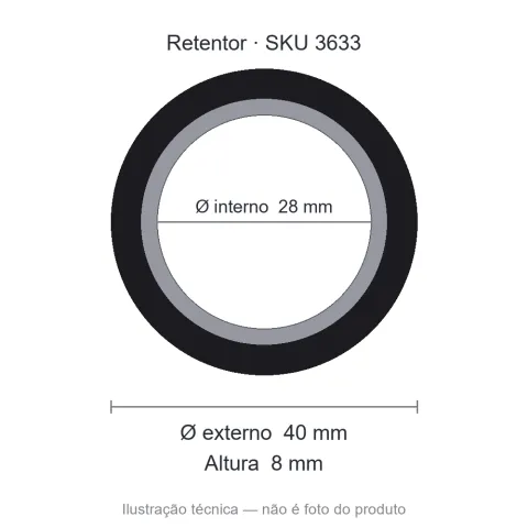 Retentor Automotivo 28 mm x 40 mm x 8 mm - 02519 28x40x8 BRG