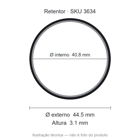 Retentor 40,8 mm x 44,5 mm x 3,1 mm - 02322 40,8x44,5x3,1 BR