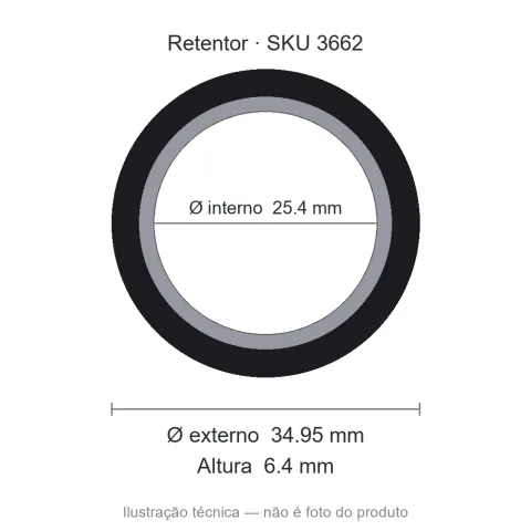 Retentor 25,4 mm x 34,95 mm x 6,4 mm - 02032 25,4x34,95x6,4 BA