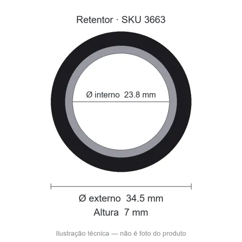 Retentor 23,8 mm x 34,5 mm x 7 mm - 02029 23,80x34,50x7