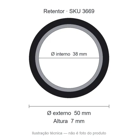Retentor 38 mm x 50 mm x 7 mm - 00486 38x50x7 BA