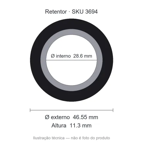 Retentor 28,6 mm x 46,55 mm x 11,3 mm - 28,6x46,55x11,30 00056 B