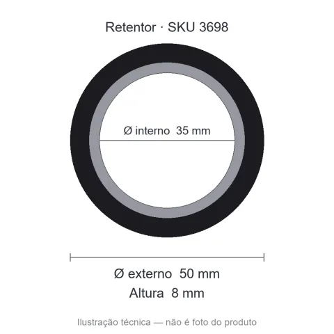 Retentor 35 mm x 50 mm x 8 mm - 00687 35x50x8/10