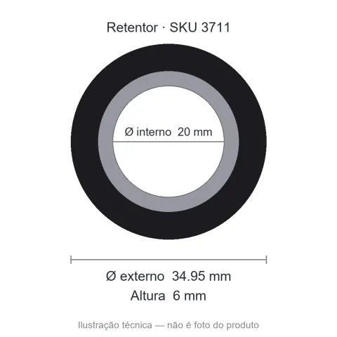 Retentor Agrícola 20 mm x 34,95 mm x 6 mm - 00715 20x34,95x6 GA