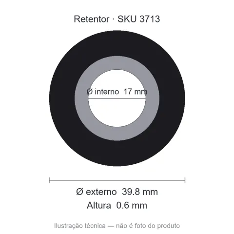 Retentor 17 mm x 39,8 mm x 0,6 mm - 00719 17x39,80x0,60x3,5 MGG