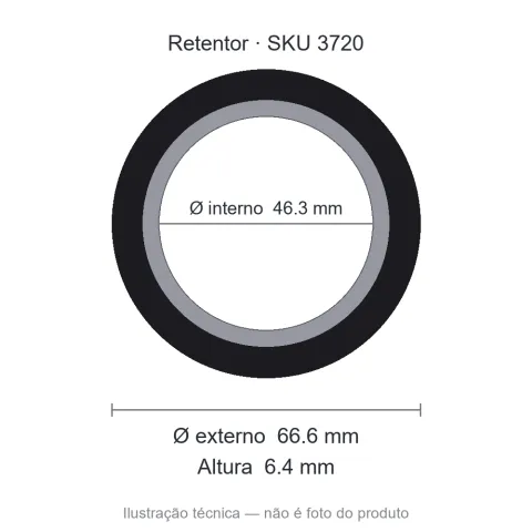 Retentor Automotivo 46,3 mm x 66,6 mm x 6,4 mm - 46,30x66,60x6,4 00849