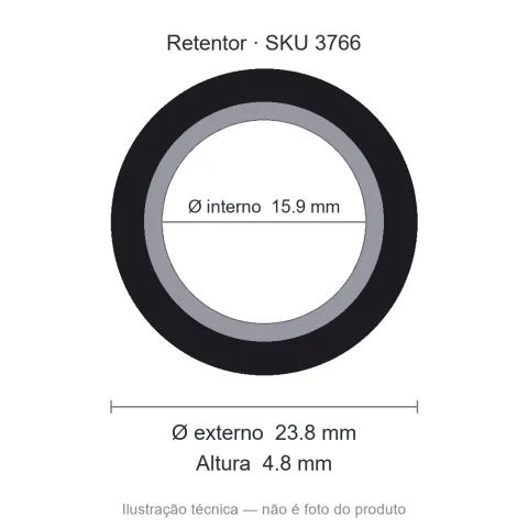 Retentor 15,9 mm x 23,8 mm x 4,8 mm - 15,90x23,8x4,8 00119